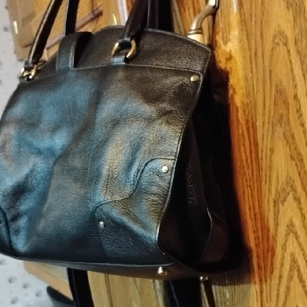 Coach Black Leather Shoulder Bag with Gold Chain#new Strap Add - Picture 7 of 11